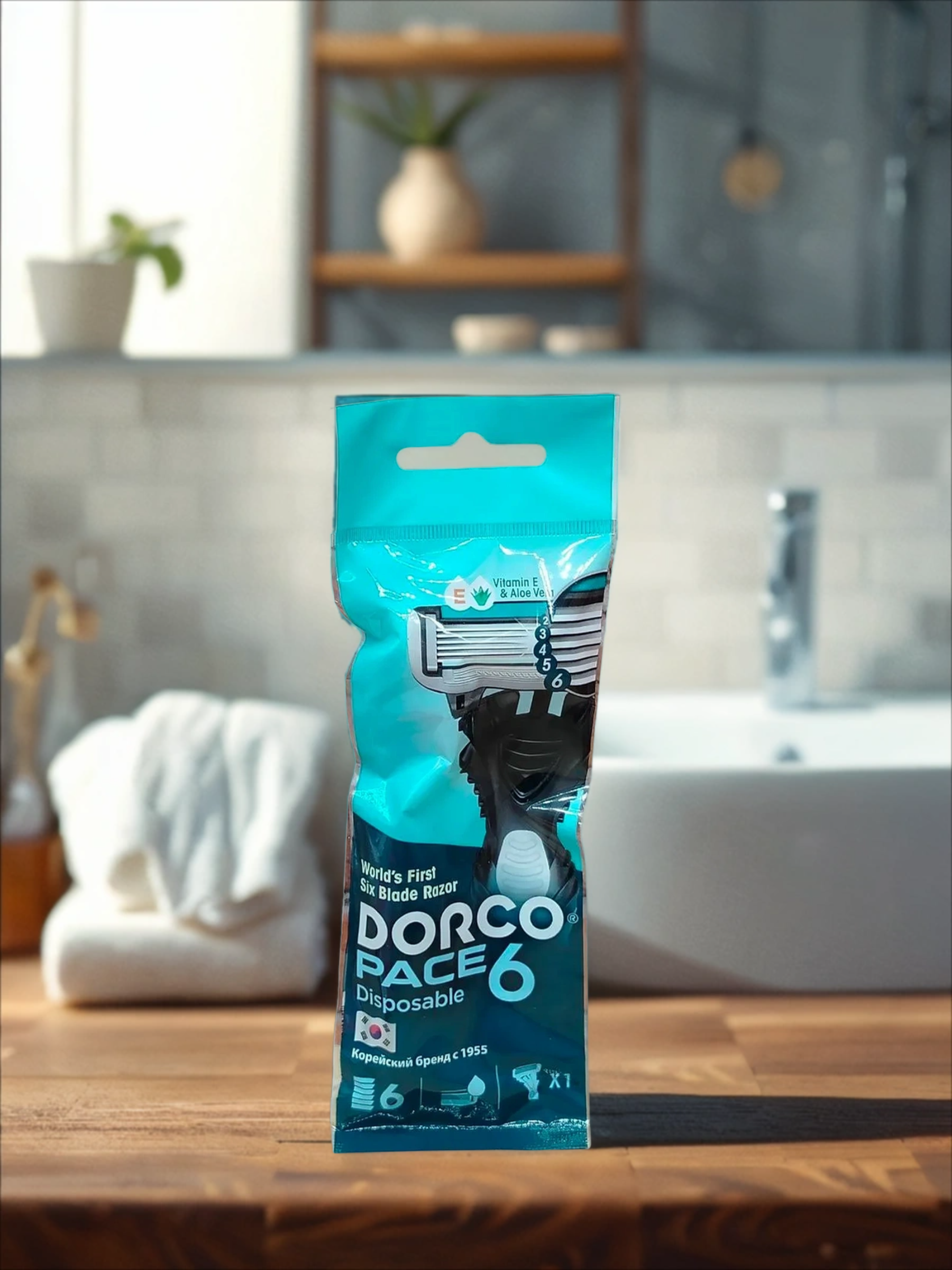 Dorco PACE 6 Одноразовый бритвенный станок мужской 6-ти лезвийный с плавающей головкой