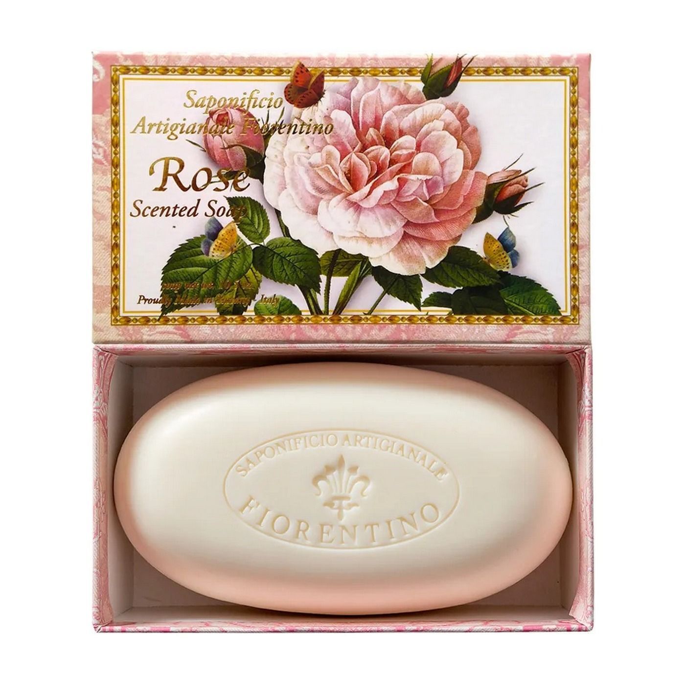 Saponificio Artigianale Fiorentino Rose Мыло туалетное ручной работы с ароматом Розы 300 гр в коробке
