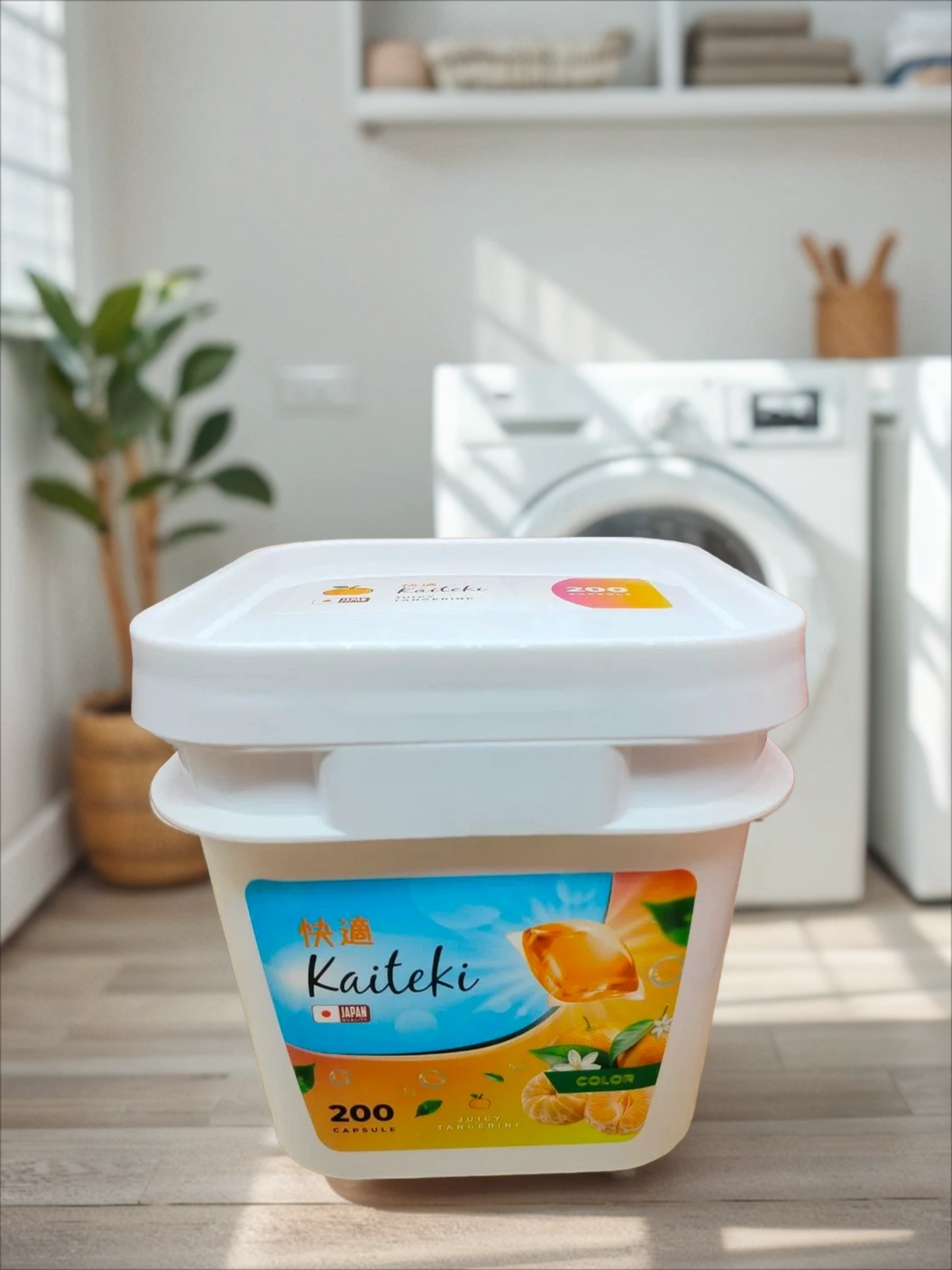 Kaiteki Capsule Color Softener Juicy Tangerine Капсулы для стирки цветного белья 3 в 1 аромат Мандарин 200 шт 1800 гр