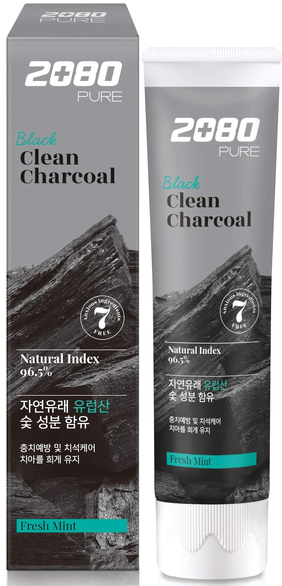 Aekyung Dental Clinic 2080 Pure Black Clean Charcoal Fresh Mint Зубная паста черная с активированным углем и мятным вкусом 120 гр