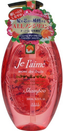 Kose Cosmeport Je l'aime Secret des fruits Шампунь для сухих и окрашенных волос безсиликоновый Глубокое увлажнение с фруктово-цветочным ароматом 500 мл