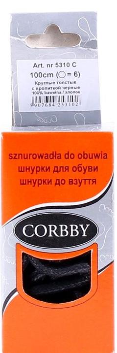 Corbby Шнурки 100 см Круглые Толстые пропитанные Черные