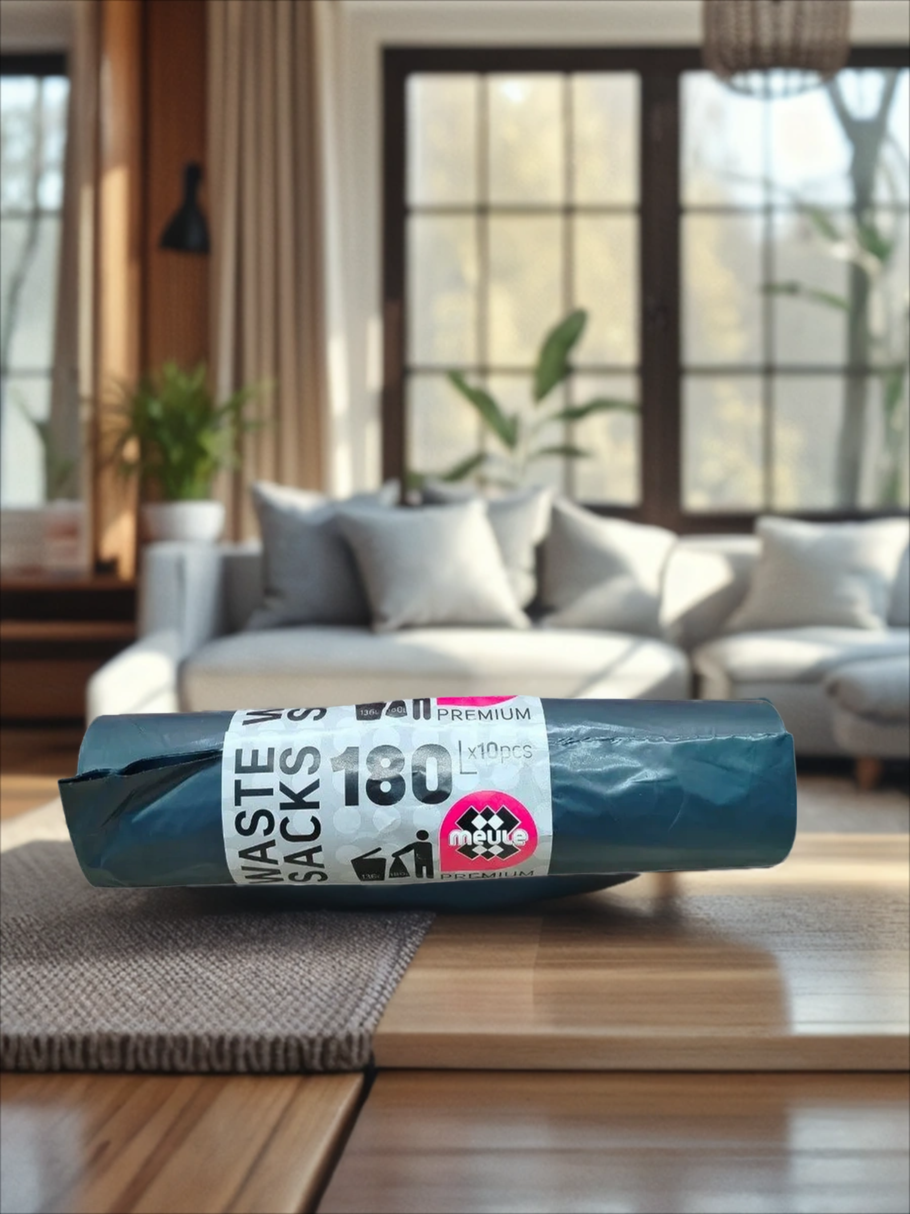 Meule Waste Sacks Мешки для мусора плотные черные 180 л 10 шт в рулоне