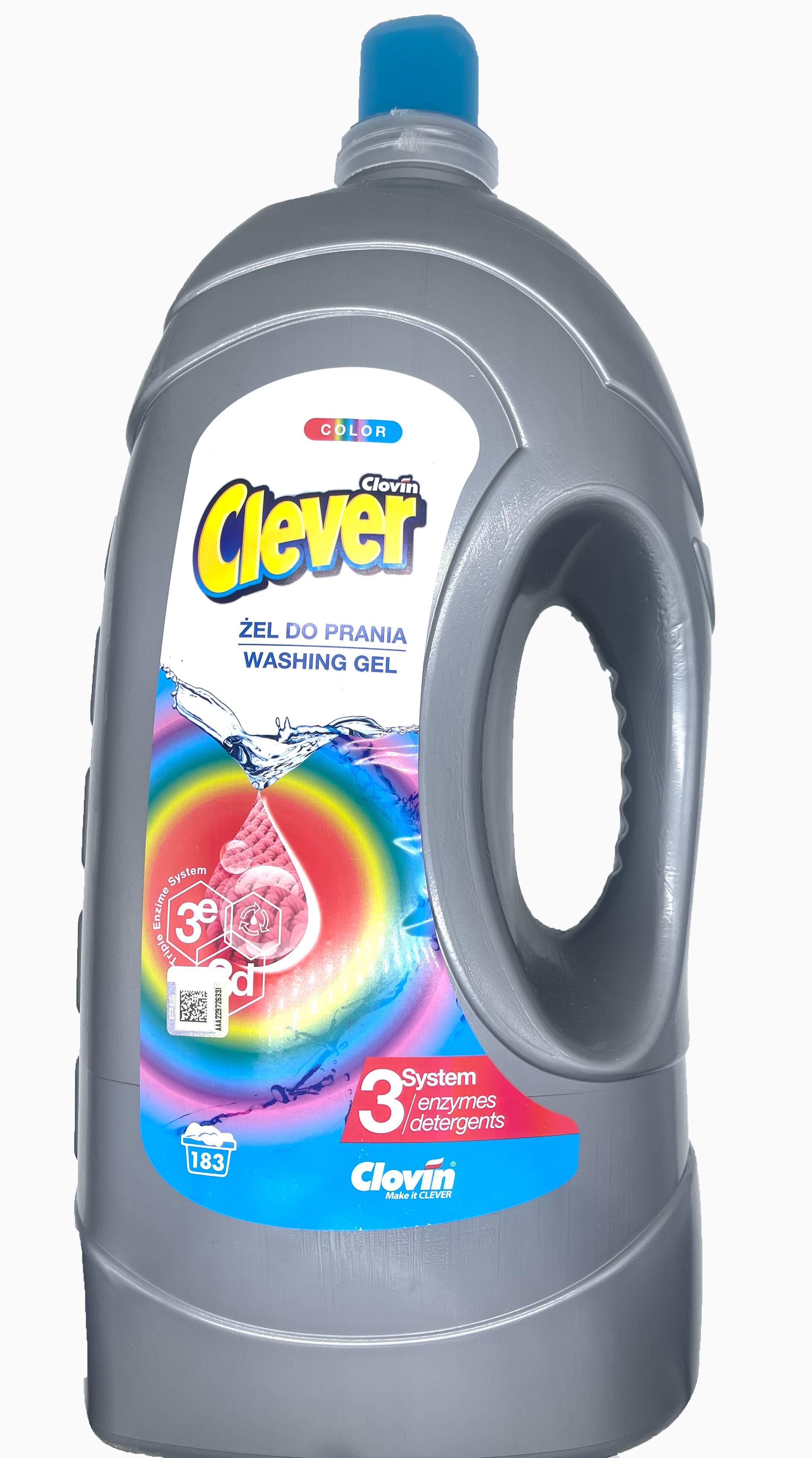 Clovin Clever Triple Enzyme System Color Гель антибактериальный с тройной системой энзимов для стирки цветных 5,5 л на 183 стирки