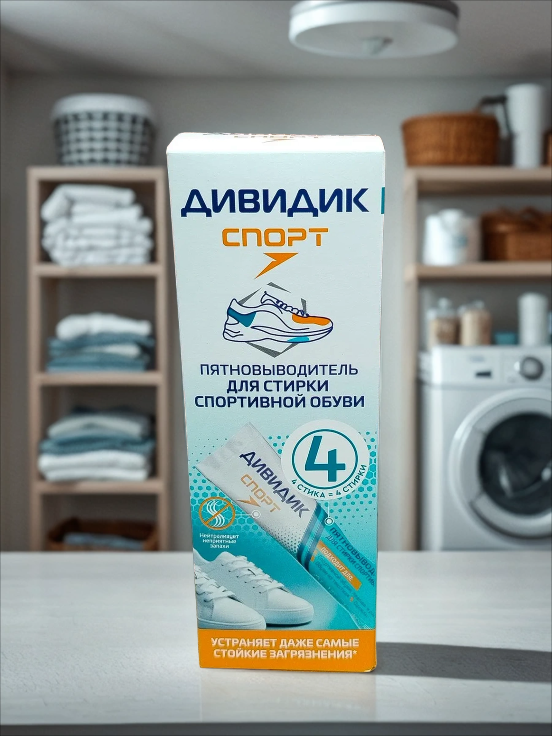 Дивидик Спорт Пятновыводитель в стиках на основе активного кислорода для стирки спортивной обуви 4 шт 100 гр