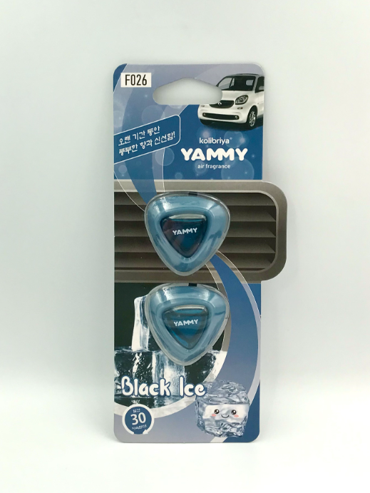 Kolibriya Yammy Liquid F026 Black Ice Ароматизаторы салона автомобиля на дефлекторы Черный лед 2,5 мл 2 шт