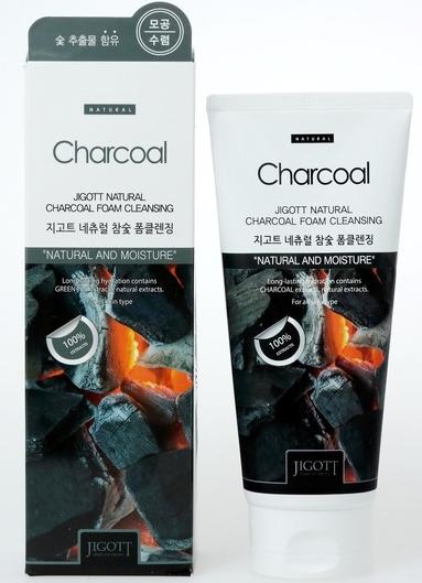 Jigott Natural Foam Cleansing Charcoal Очищающая пенка с углем 180 мл