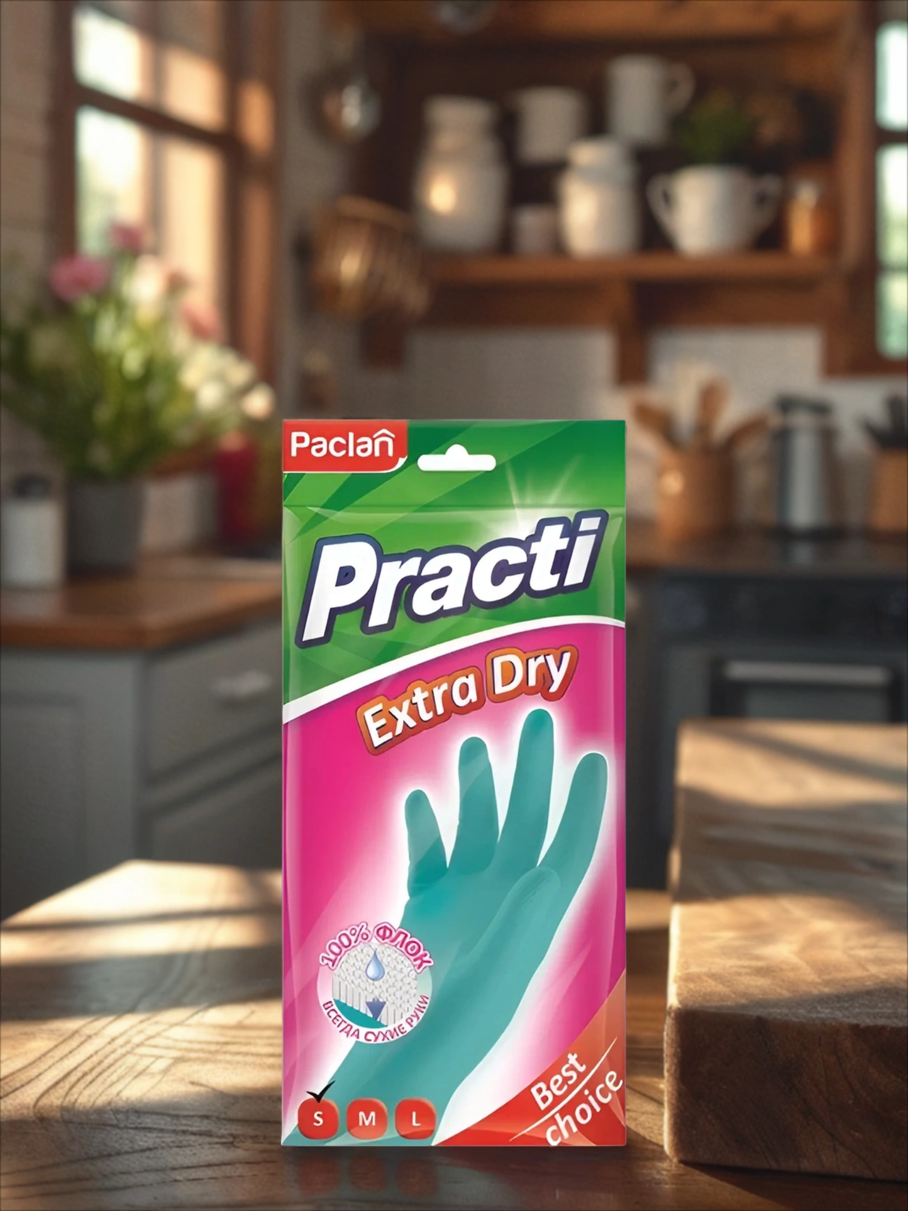 Paclan Practi Extra Dry Перчатки резиновые размер S
