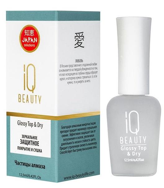 IQ Beauty Glossy Top & Dry Зеркальное защитное покрытие и сушка для ногтей 12,5 мл