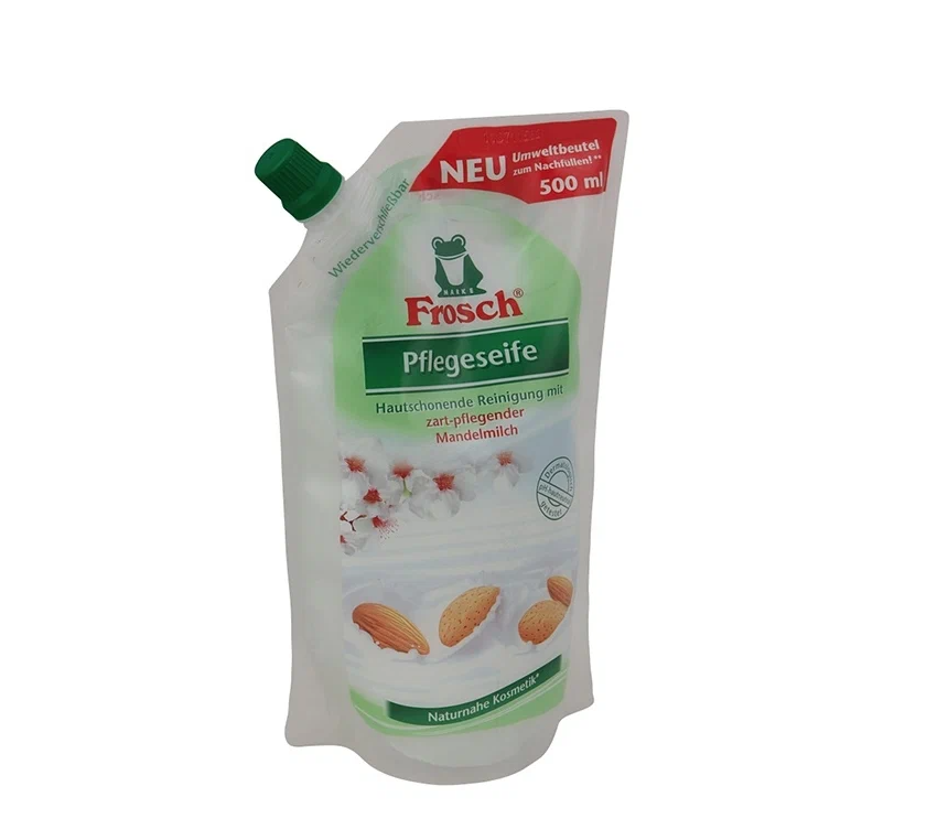 Frosch Ухаживающее жидкое мыло для рук Миндальное молочко 500 мл в мягкой упаковке