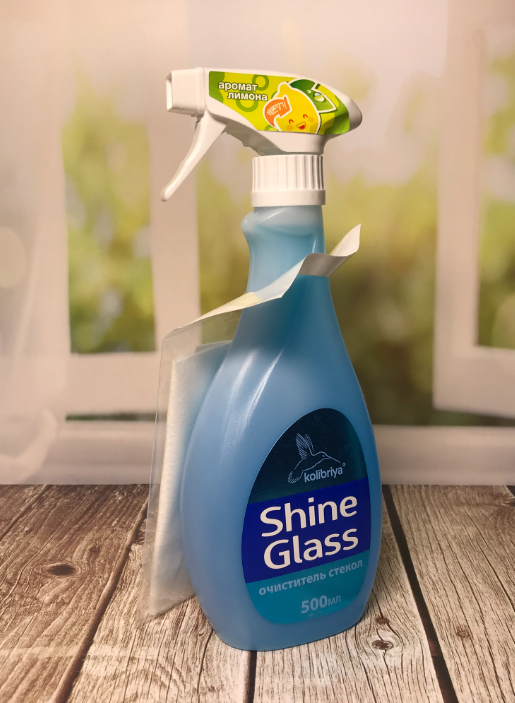 Kolibriya Shine Glass Спрей-очиститель для стекол и зеркал 500 мл с салфеткой