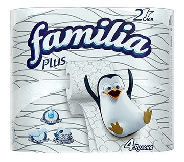 Famillia Plus Туалетная бумага 2-ух слойная Белая 4 рулона