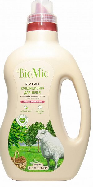 BioMio Bio-Soft Экологичный кондиционер для белья с экстрактом хлопка с эфирным маслом корицы 1 л