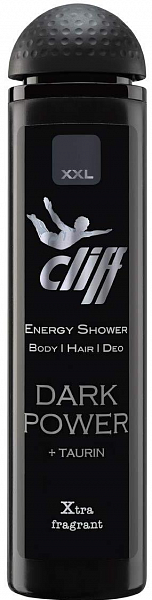 Cliff XXL Dark Power Шампунь-гель для душа экстра дезодорирующий 3 в 1 Темная сила с таурином 300 мл