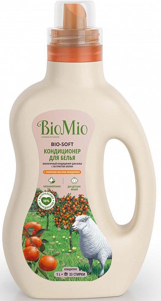 BioMio Bio-Soft Экологичный кондиционер для белья с экстрактом хлопка с эфирным маслом мандарина 1 л