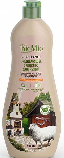 BioMio Bio-Kitchen Cleaner Экологичное чистящее средство для кухни с экстрактом хлопка и ионами серебра с эфирным маслом апельсина 500 мл