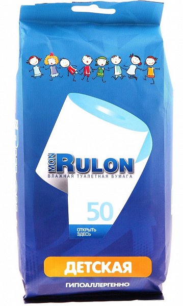 Mon Rulon Влажная туалетная бумага детская 50 салфеток