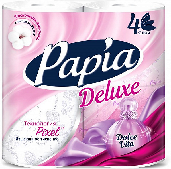 Papia Delux Dolce Vita Туалетная бумага четырёхслойная 4 рулона
