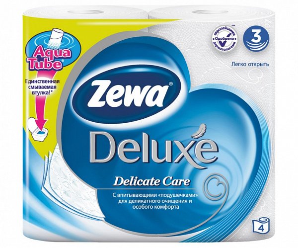 Zewa Deluxe Туалетная бумага трёхслойная Белая 4 рулона