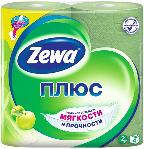 Zewa Плюс Туалетная бумага двухслойная Яблоко 4 рулона