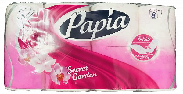 Papia Туалетная бумага трёхслойная Secret Garden 8 рулонов