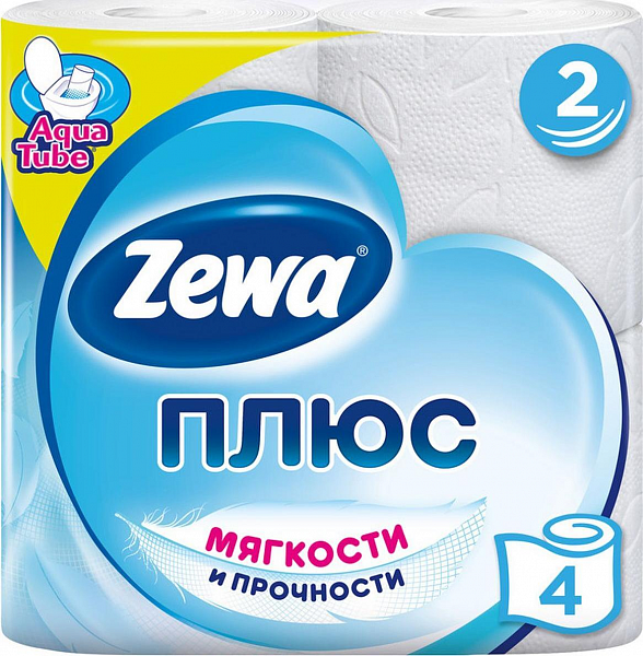 Zewa Плюс Туалетная бумага двухслойная Белая 4 рулона