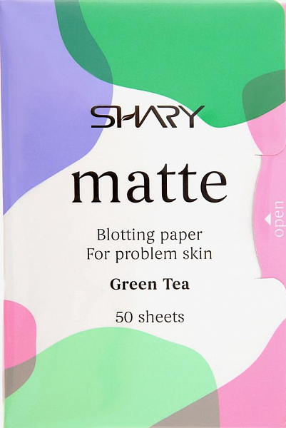 Shary Матирующие салфетки для лица зеленый чай для проблемной кожи 50 шт