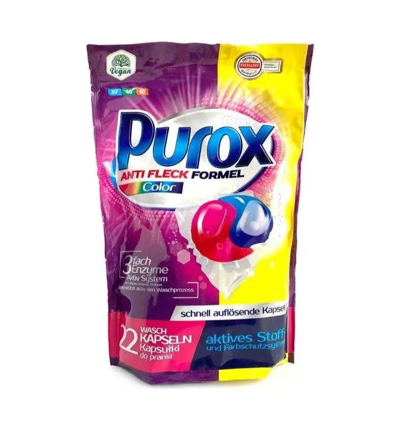 Clovin Purox Anti Fleck Color Капсулы для стирки цветных тканей 22 шт 396 гр
