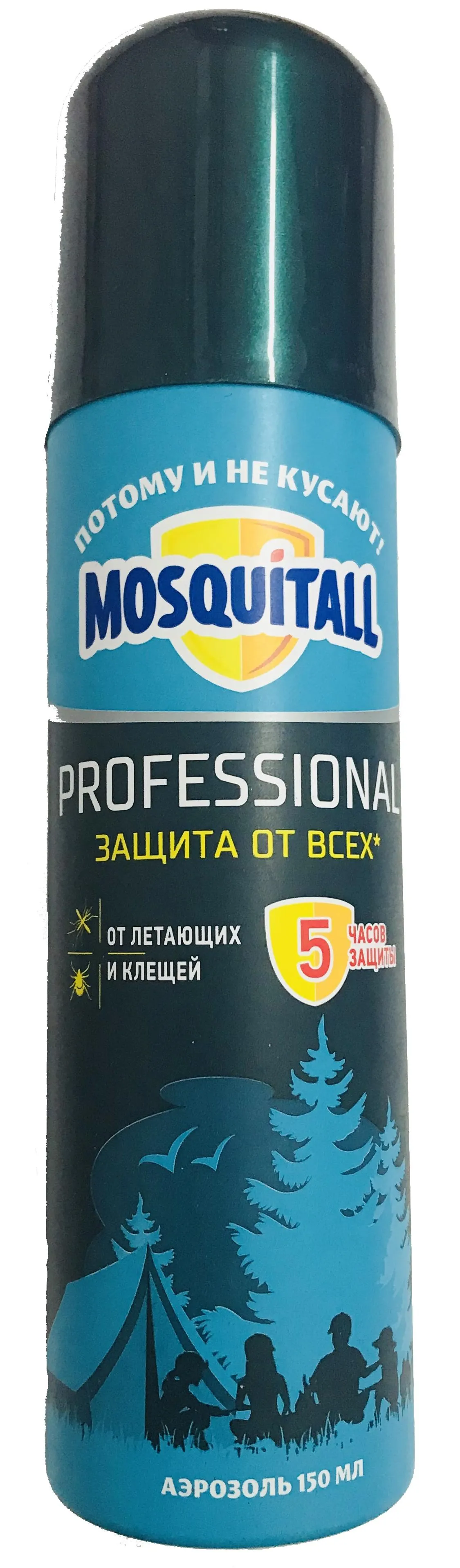 Mosquitall Профессиональная защита Аэрозоль репеллентный от всех насекомых 150 мл