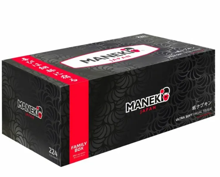 Maneki Black & White Салфетки-выдергушки бумажные двухслойные с ароматом жасмина 224 шт черные