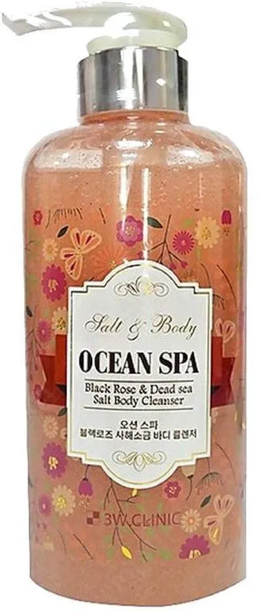 3W Clinic Salt Boby Cleanser Ocean Spa Black Rose & Dead Sea Гель для душа с солью мертвого моря и черной розой 500 мл