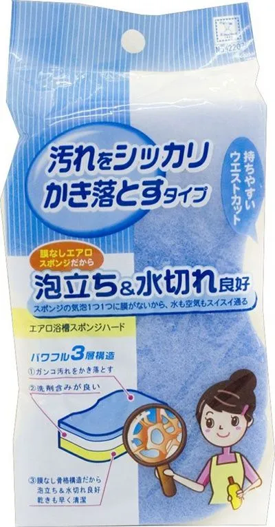 Kokubo Aero Sponge Воздушная Жесткая губка для ванной, 17,5*10,5 см