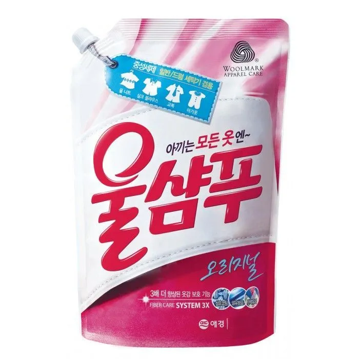 Aekyung Wool Shampoo Original Жидкое средство для стирки деликатных тканей Вул шампу 1.3 л в мягкой упаковке