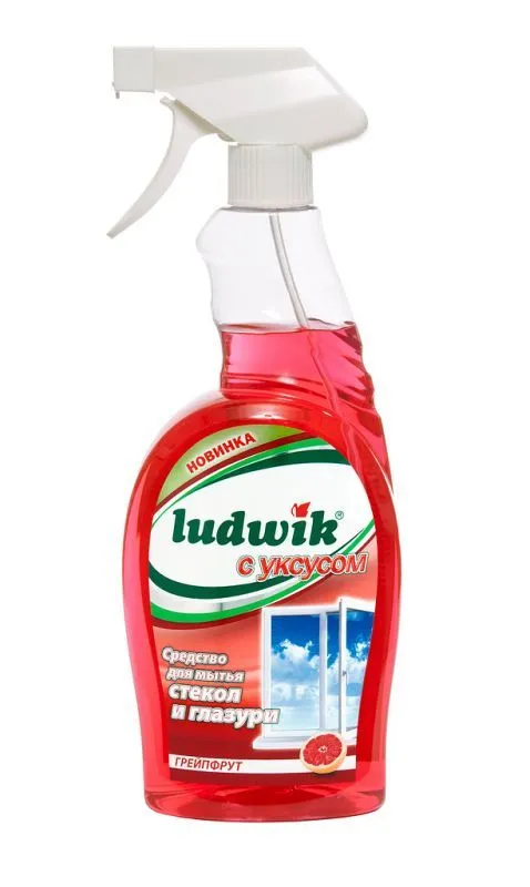 Ludwik Средство для мытья стекол и глазурованной плитки с уксусом Грейпфрут 750 мл с распылителем