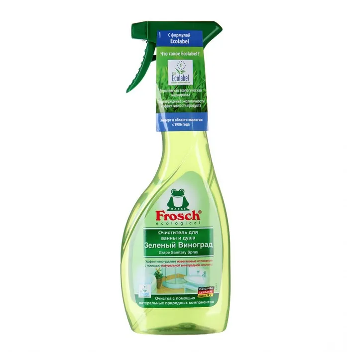 Frosch Sanitary Spray Grape Acid Очиститель-спрей для ванны и душа Зеленый виноград 500 мл