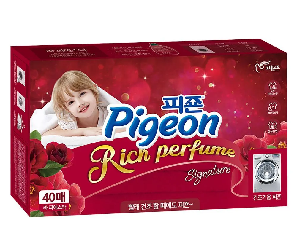 Pigeon Rich Perfume Салфетки-кондиционер для сушки белья в сушильной машине Аромат Фестиваль цветов 40 шт
