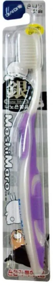 EQ MashiMaro Зубная щетка со сверхтонкими щетинками двойной высоты и анатомической ручкой с ионами серебра Средней жесткости