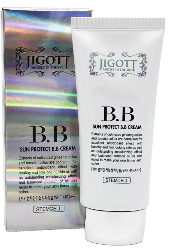 Jigott Sun Protect BB Солнцезащитный осветляющий BB крем для лица с лецитином и керамидами SPF 41PA++ 50 м