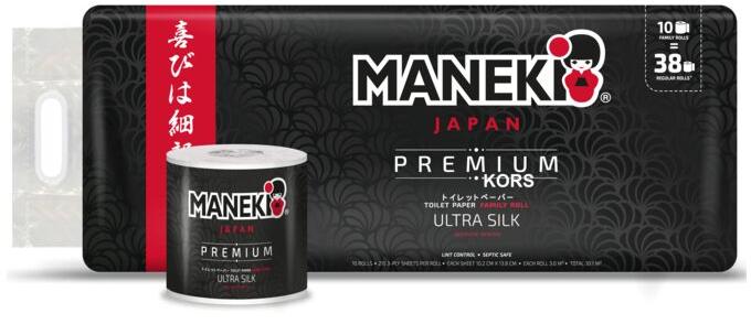 Maneki Black & White Туалетная бумага трехслойная белая гладкая с ароматом жасмина 214 листов 30 м 10 рулонов