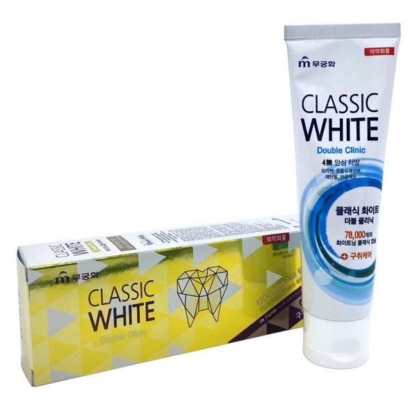 Mukunghwa Classic White Отбеливающая зубная паста с микрогранулами двойного действия мята и ментол 110 гр