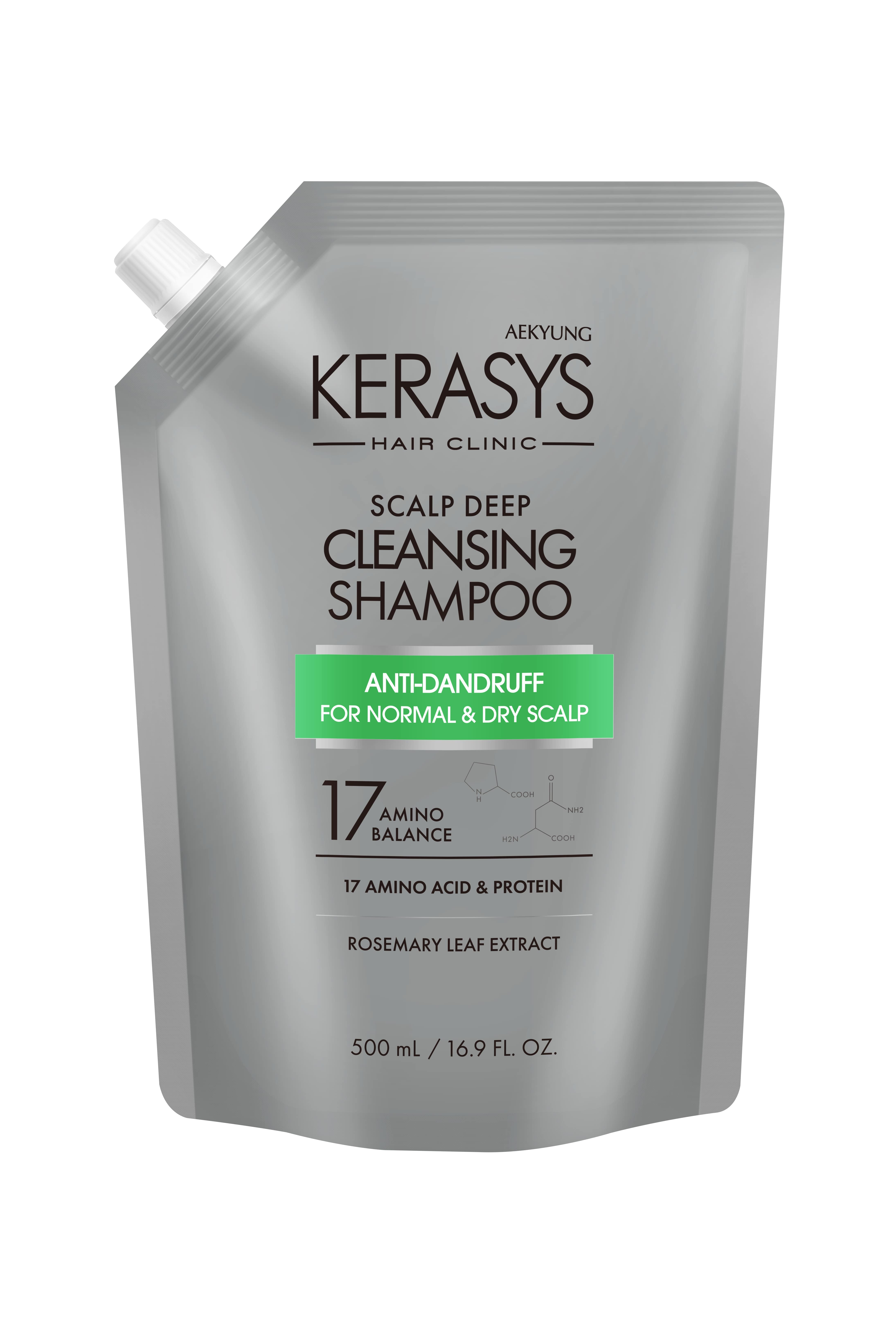 Aekyung Kerasys Hair Clinic Scalp Deep Cleansing  Шампунь для волос Лечение кожи головы освежающий 500 мл  запасной блок