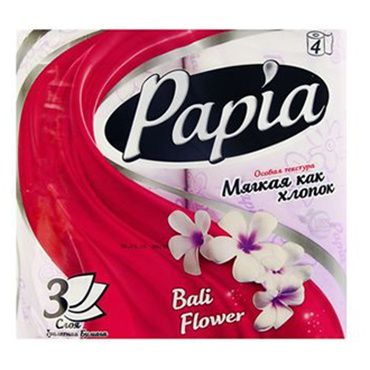 Papia Туалетная бумага трёхслойная Балийский Цветок 4 рулона