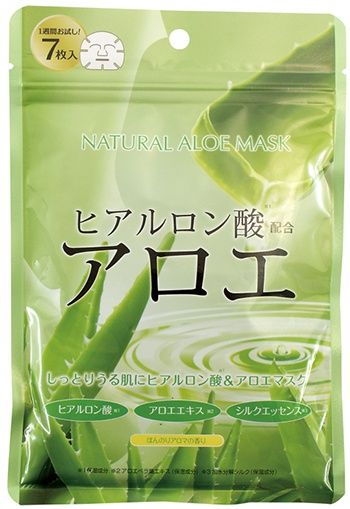 Japan Gals Natural Натуральные маски для лица с экстрактом алоэ 7 шт