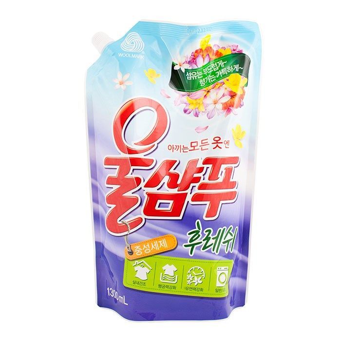 Aekyung Wool Shampoo Fresh Жидкое средство для стирки деликатных тканей Вул шампу Свежесть 1.3 л в мягкой упаковке