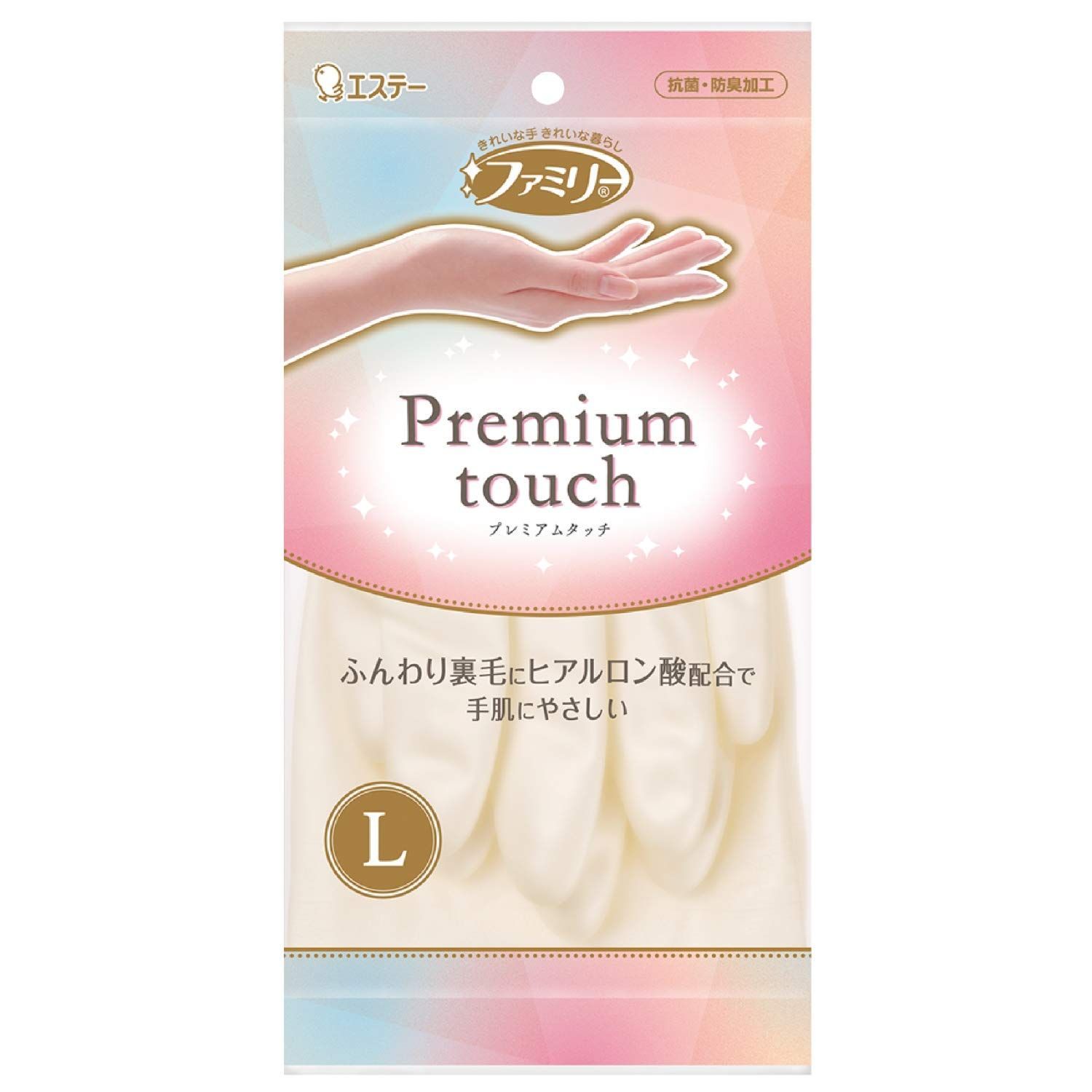 ST Family Premium Touch Перчатки виниловые для бытовых и хозяйственных нужд средней толщины пропитаны гиалуроновой кислотой размер L