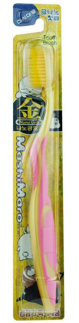 EQ MashiMaro Зубная щетка со сверхтонкими щетинками двойной высоты и анатомической ручкой с ионами золота Средней жесткости