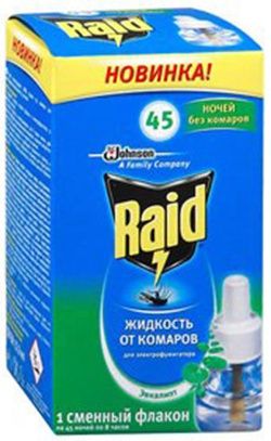 Raid Жидкость с эвкалиптом от комаров для электрофумигатора 45 ночей