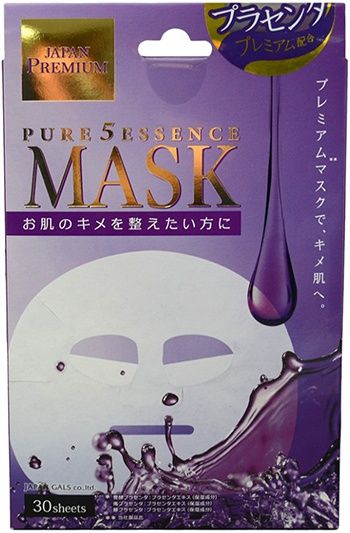 Japan Gals Pure 5 Essence Premium Маски для лица с тремя видами плаценты 30 шт