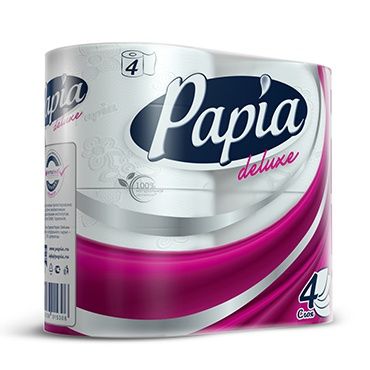 Papia Delux Туалетная бумага четырёхслойная Белая 4 рулона