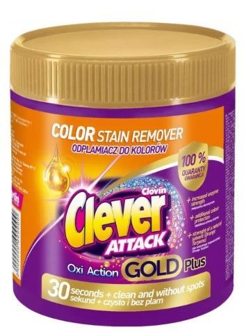 Clovin Clever Attak Oxi Action Gold Plus Color Пятновыводитель универсальный для цветных тканей 730 гр